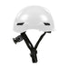 White helmet with black straps on a white background