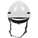 White helmet with black straps on a white background