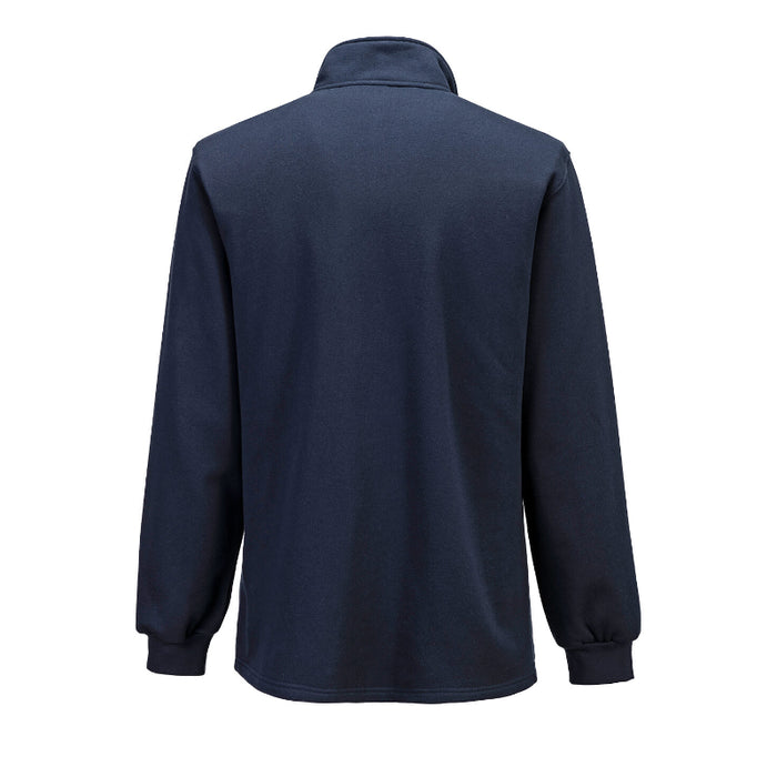 Navy blue long-sleeve shirt on a white background