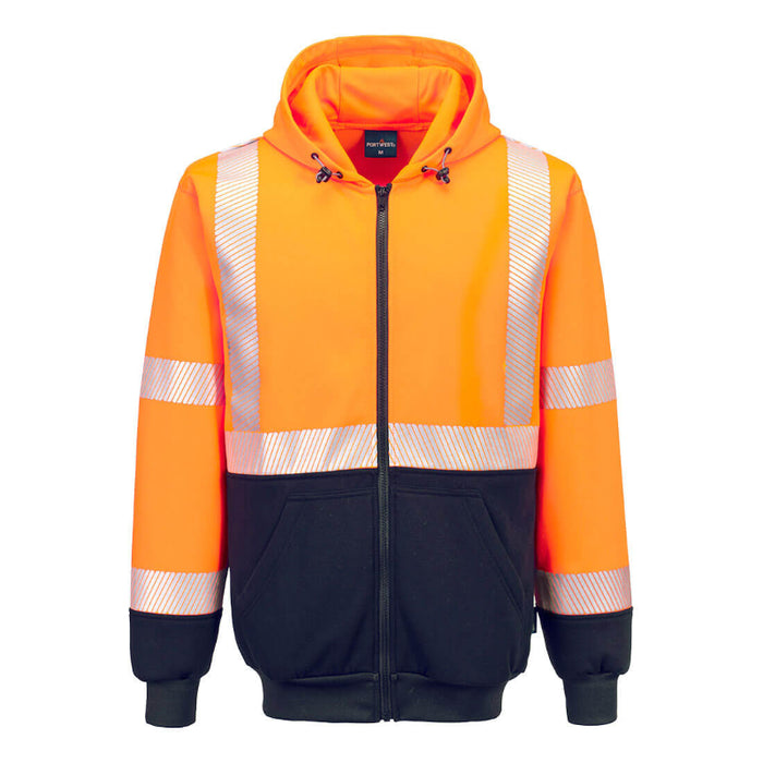 Portwest® Hi-Vis Contrast Segmented Tape Zipped Hoodie - UB320