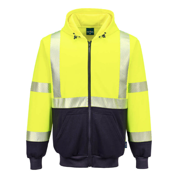 Portwest® Hi-Vis Contrast Segmented Tape Zipped Hoodie - UB320