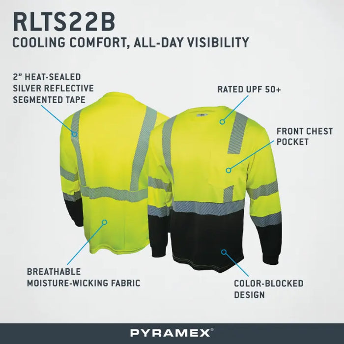 Pyramex® High Visibility Moisture Wicking T-Shirt - ANSI Class 3 Type R - RLTS22B