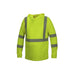 Hi-visibility lime hoodie with reflective stripes on a white background