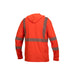 Orange safety jacket with reflective stripes on a white background