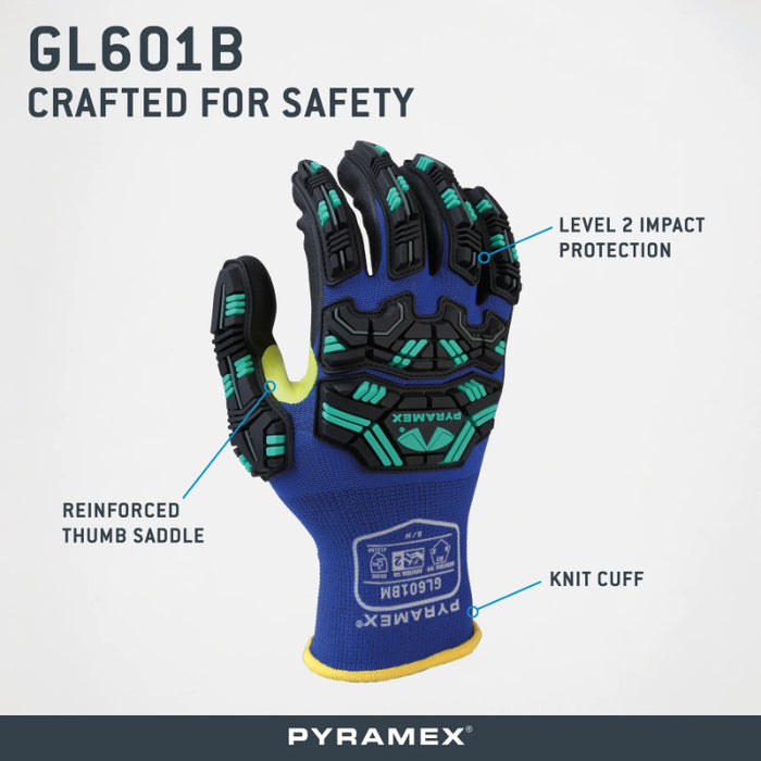 Pyramex® Micro-Foam Nitrile Grip Gloves - Level 2 Impact - GL601B