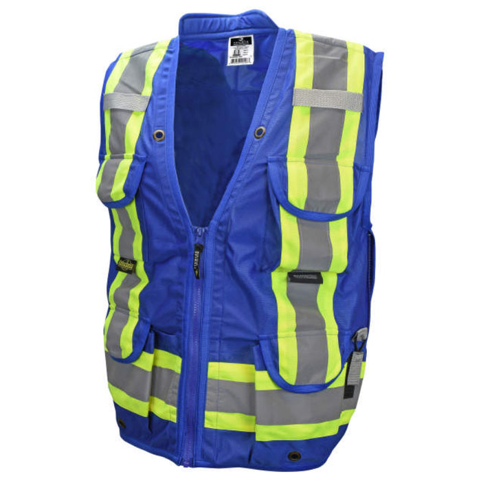 Radians Hi Vis ANSI Class 1 Type O Heavy Duty 12-Pocket Cruiser Vest with Back Pouch X-Back  - SV030X-1