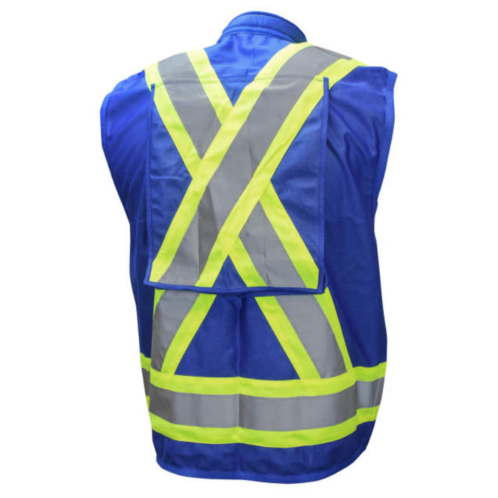 Radians Hi Vis ANSI Class 1 Type O Heavy Duty 12-Pocket Cruiser Vest with Back Pouch X-Back  - SV030X-1