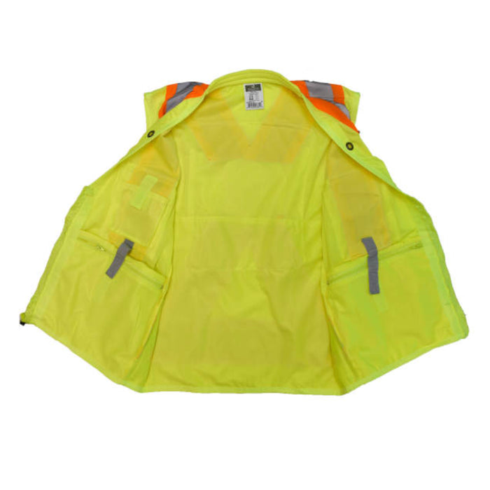 Radians Hi Vis ANSI Class 2 Type R Heavy Duty Safety Vest with Back Pouch X-Back - SV030X-2