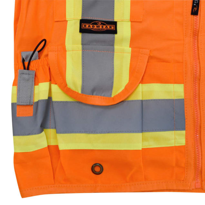 Radians Hi Vis ANSI Class 2 Type R Heavy Duty Safety Vest with Back Pouch X-Back - SV030X-2