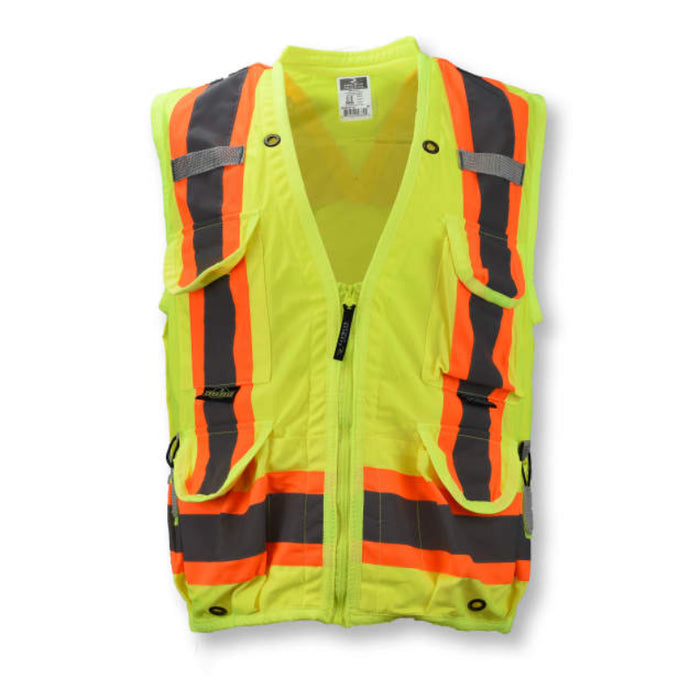 Radians Hi Vis ANSI Class 2 Type R Heavy Duty Safety Vest with Back Pouch X-Back - SV030X-2