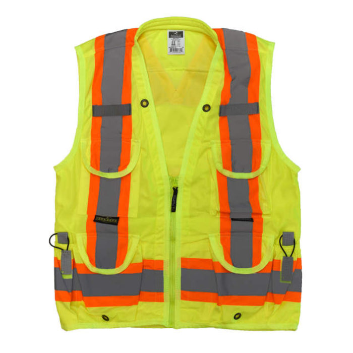 Radians Hi Vis ANSI Class 2 Type R Heavy Duty Safety Vest with Back Pouch X-Back - SV030X-2