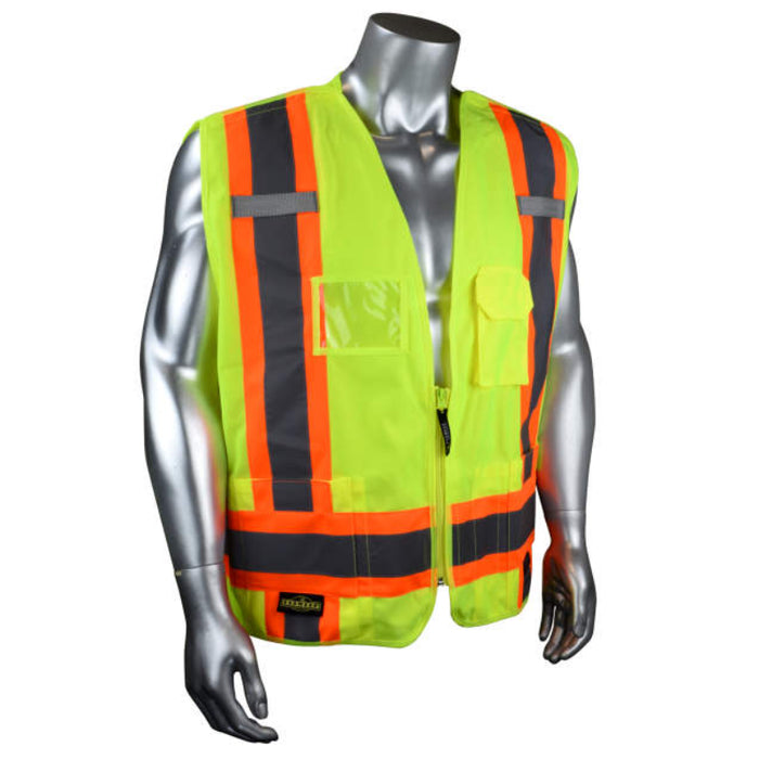 Radians Hi Vis ANSI Class 2 Type R Heavy Duty 7-Pocket Tear Away Cruiser Vest X-Back - SV020X-2