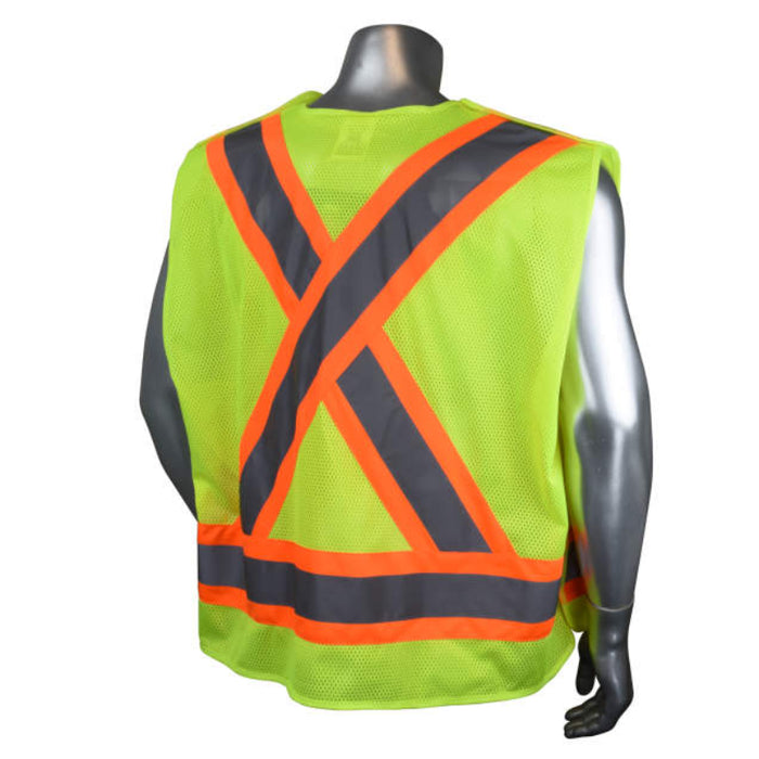 Radians Hi Vis ANSI Class 2 Type R Heavy Duty 7-Pocket Tear Away Cruiser Vest X-Back - SV020X-2