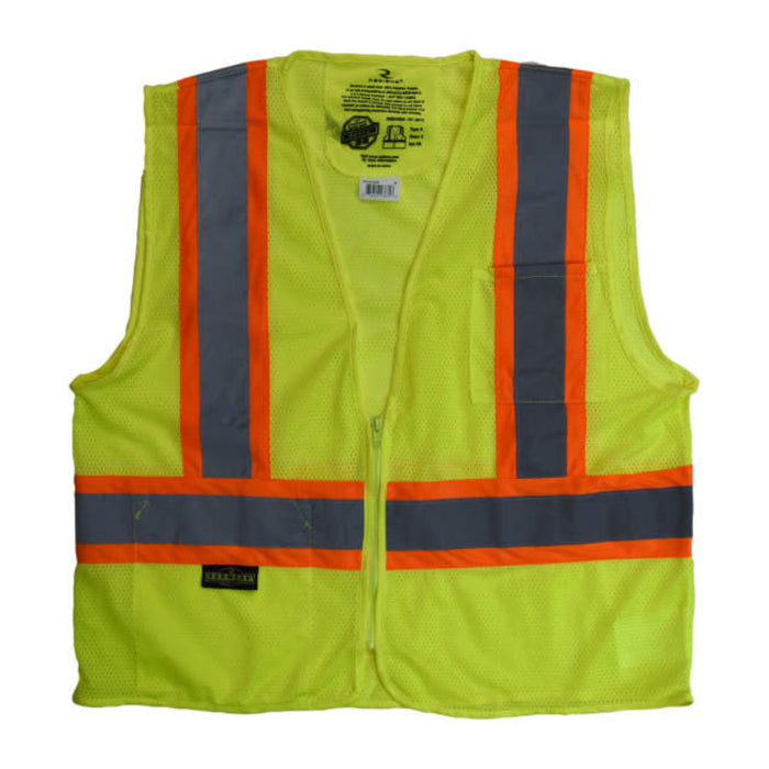 Radians High Visibility ANSI Class 2 Type R Self Extinguishing Two-Tone Trim Safety Vest - SV225