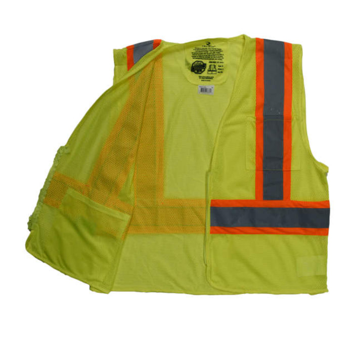 Radians High Visibility ANSI Class 2 Type R Self Extinguishing Two-Tone Trim Safety Vest - SV225