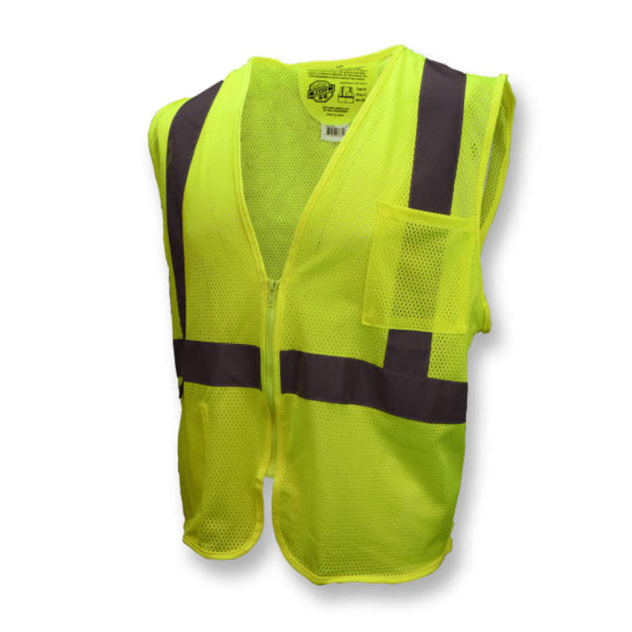 Radians High Visibility ANSI Class 2 Type R Self-Extinguishing Safety Vest with Zipper - SV25