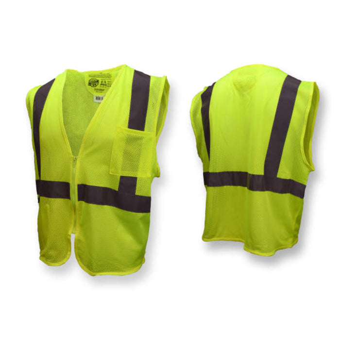Radians High Visibility ANSI Class 2 Type R Self-Extinguishing Safety Vest with Zipper - SV25