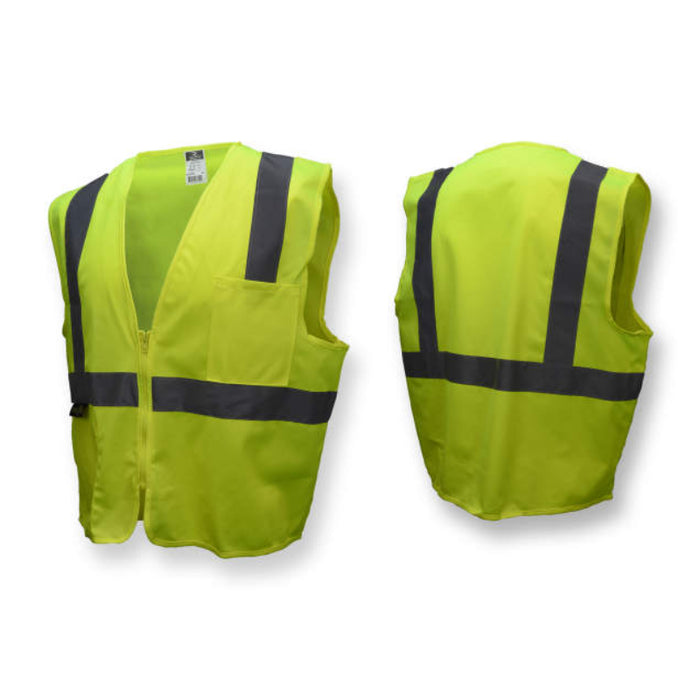 Radians High Visibility Economy Type R ANSI Class 2 Solid Safety Vest with Zipper - SV2Z