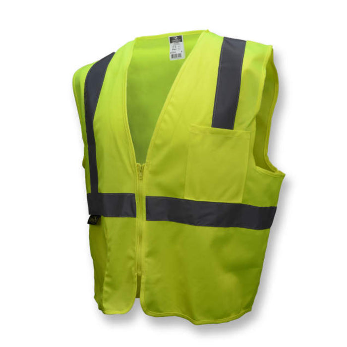 Radians High Visibility Economy Type R ANSI Class 2 Solid Safety Vest with Zipper - SV2Z