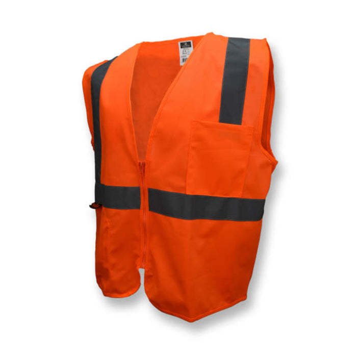 Radians High Visibility Economy Type R ANSI Class 2 Solid Safety Vest with Zipper - SV2Z