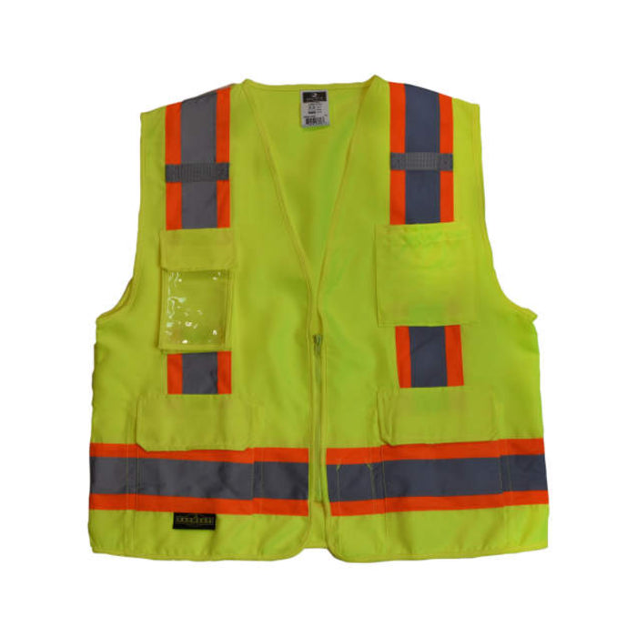 Radians High Visibility Type R ANSI Class 2 Surveyor Heavy Duty Solid Twill Safety Vest - SV62