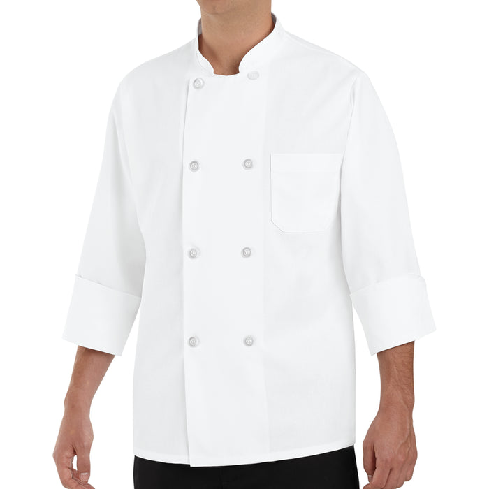 Red Kap® Double-Breasted Reversible Front with Pearl Button Chef Coat - White - 0403WH