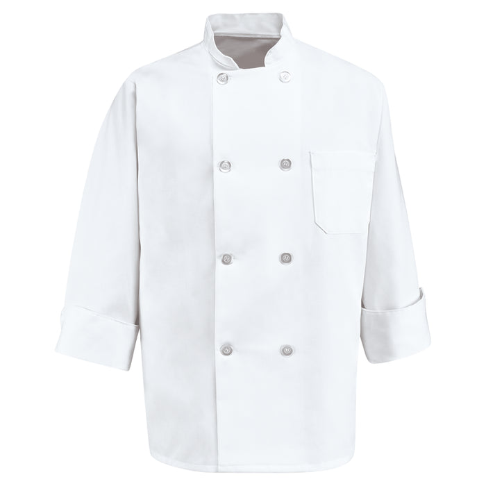 Red Kap® Double-Breasted Reversible Front with Pearl Button Chef Coat - White - 0403WH
