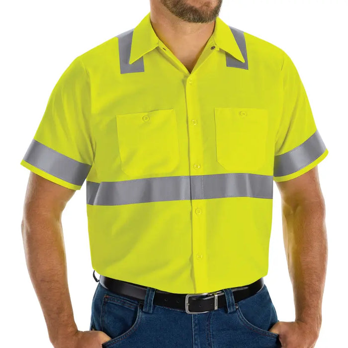 Red Kap® Hi-Visibility Short Sleeve Ripstop Work Shirt - ANSI Class 2 Type R - SY24-HV