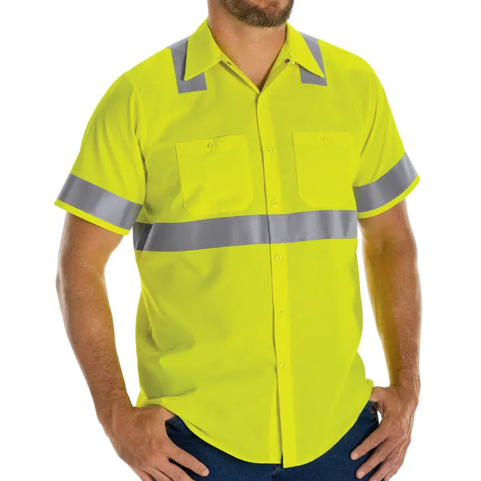 Red Kap® Hi-Visibility Short Sleeve Ripstop Work Shirt - ANSI Class 2 Type R - SY24-HV
