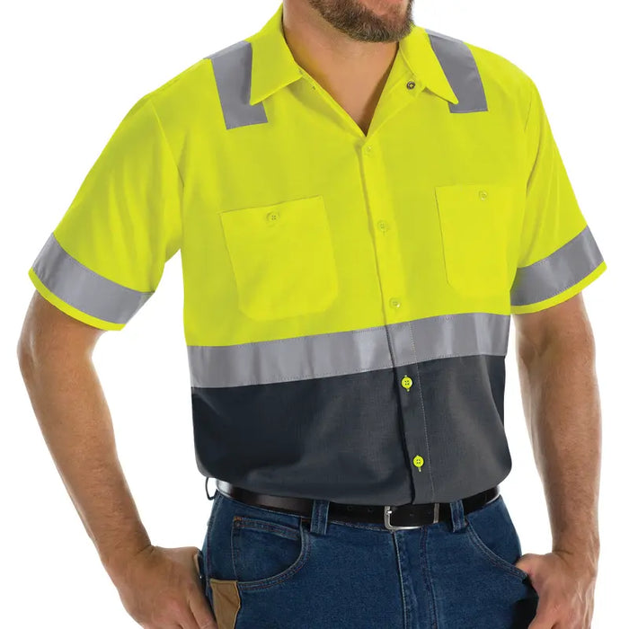 Red Kap® High Visibility Short Sleeve Ripstop Work Shirt - ANSI Class 2 Type R - SY24