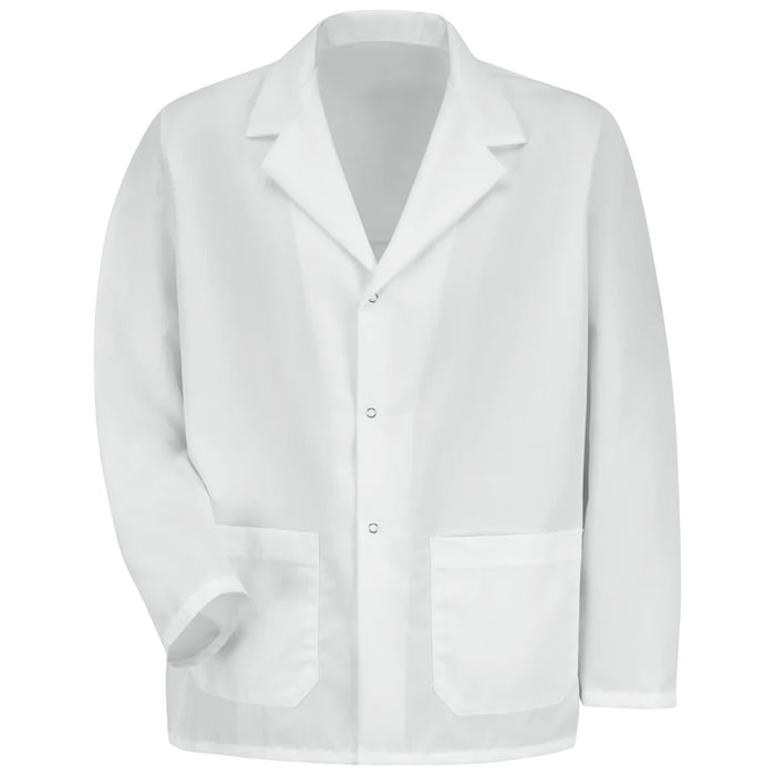 Red Kap® Lined Collar with Three Gripper Front Lab Coat - White - KP16WH