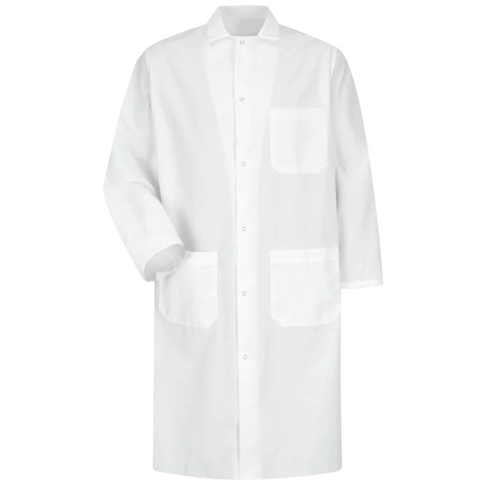 Red Kap® Men's Gripper-Front Spun Polyester Butcher Coat - White - KS64WH