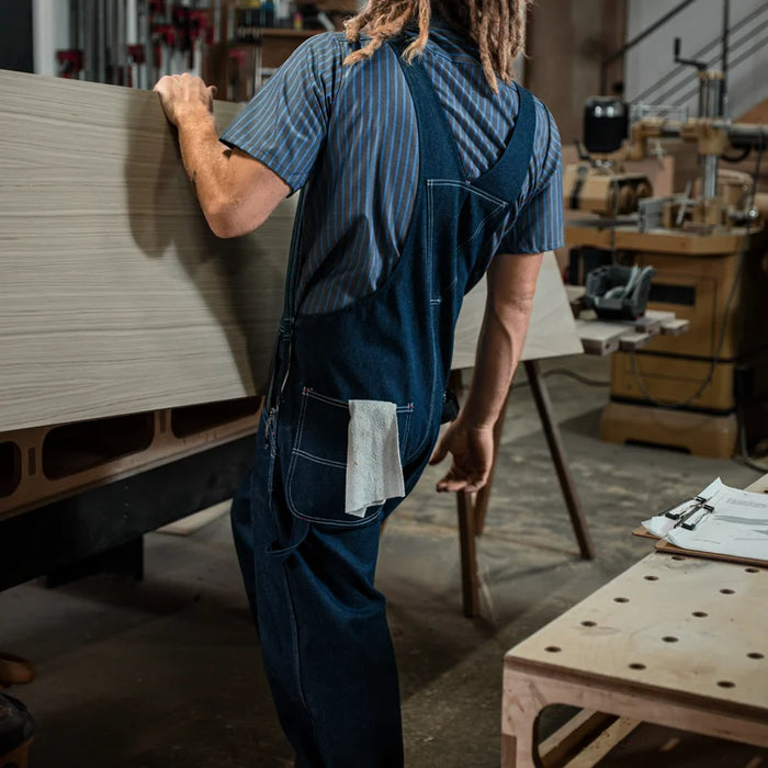 Red Kap® Men's Heavy Duty Denim Bib Overall - Relaxed Fit with Hammer Loop - BD10DN
