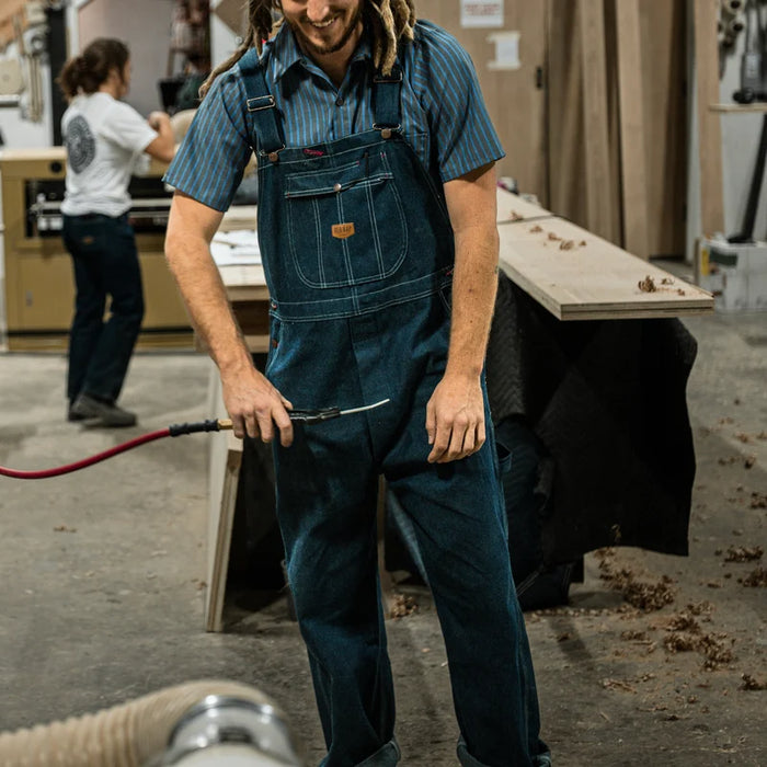 Red Kap® Men's Heavy Duty Denim Bib Overall - Relaxed Fit with Hammer Loop - BD10DN