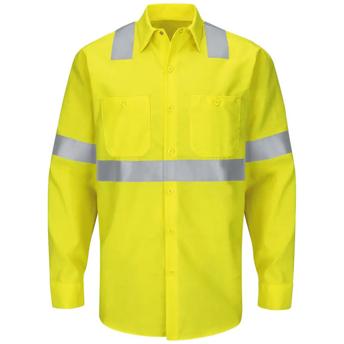 Red Kap® Men's Hi-Visibility Long Sleeve Ripstop Work Shirt - ANSI Class 2 Type R - SY14-HV