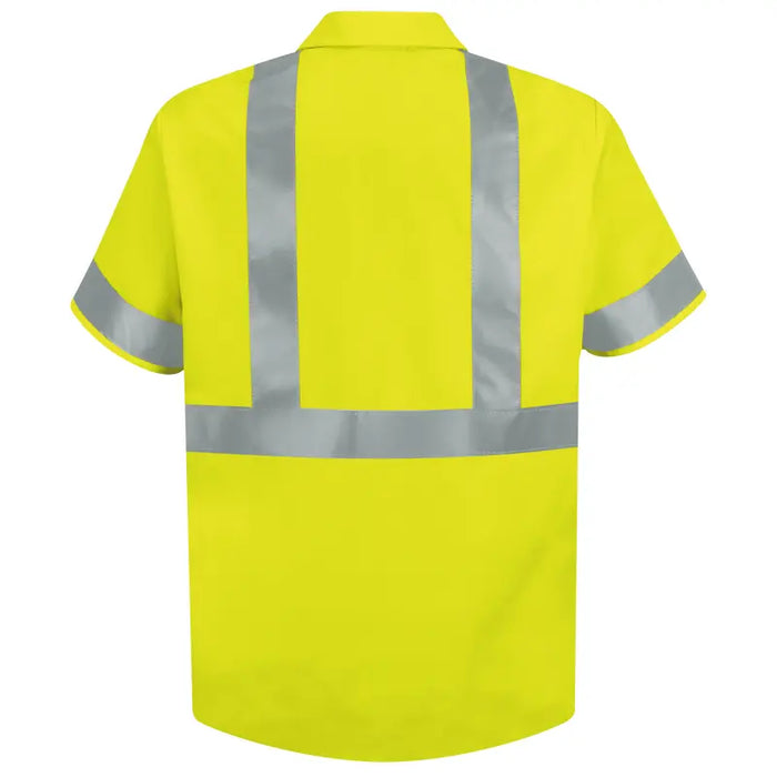 Red Kap® Men's Hi-Visibility Yellow Short Sleeve Work Shirt - ANSI Class 2 Type R - SS24-HV