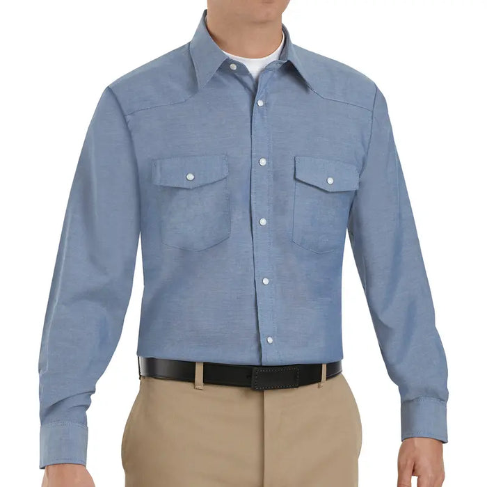Red Kap® Men's Long Sleeve Deluxe Western Style Shirt - Light Blue - SC14