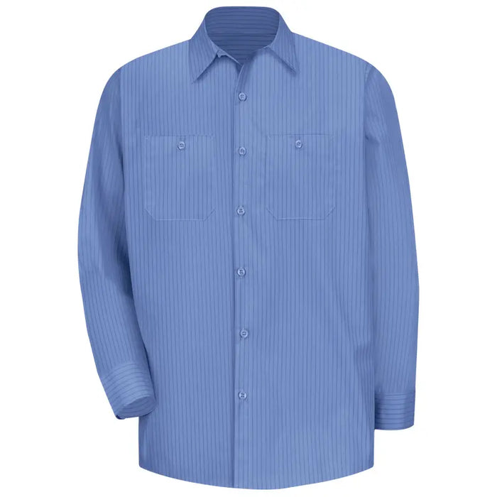 Red Kap® Men's Long Sleeve Industrial Stripe Work Shirt - Blue - SB12