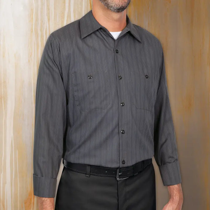 Red Kap® Men's Long Sleeve Industrial Striped Work Shirt - SP10