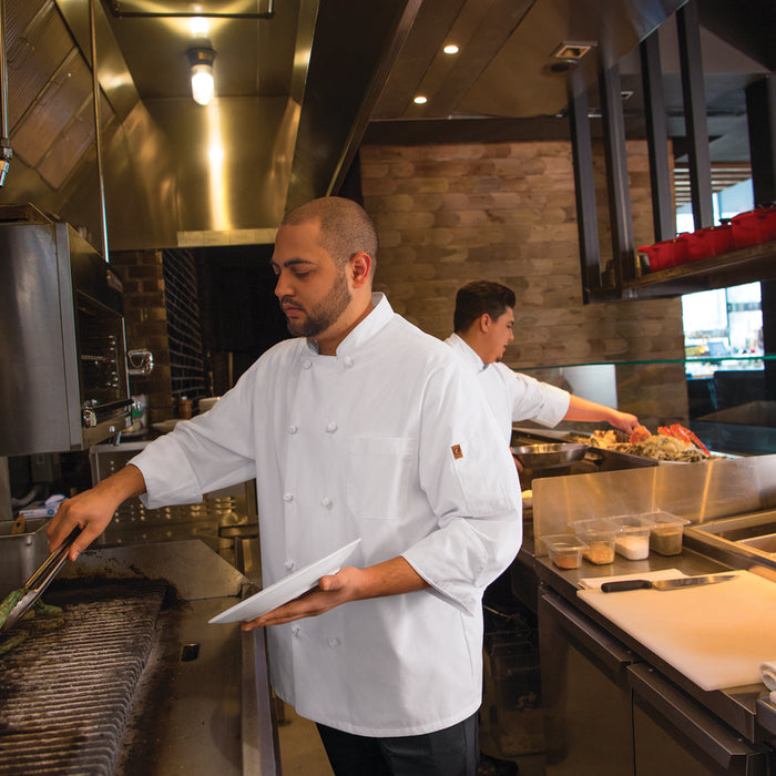 Red Kap® Men's Performance Mesh Chef Coat with OilBlok + MIMIX® - White - 044XWH