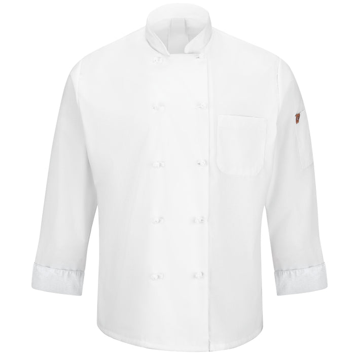 Red Kap® Men's Performance Mesh Chef Coat with OilBlok + MIMIX® - White - 044XWH