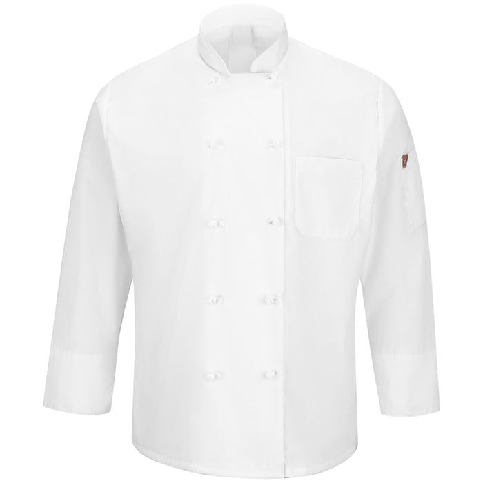 Red Kap® Men's Performance Mesh Chef Coat with OilBlok + MIMIX® - White - 044XWH