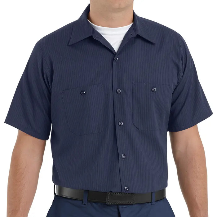 Red Kap® Men's Short Sleeve Durastripe® Work Shirt - Navy - SP24