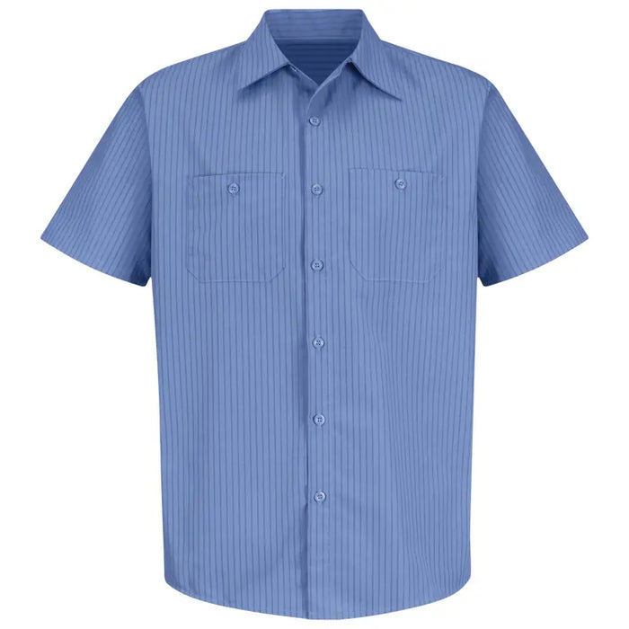Red Kap® Men's Short Sleeve Industrial Stripe Work Shirt - Blue - SB22
