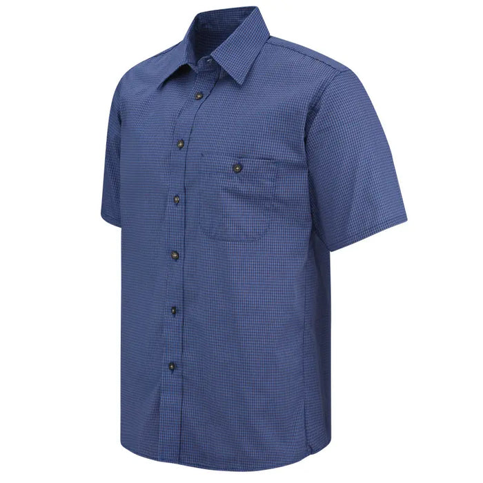 Red Kap® Men's Short Sleeve Mini-Plaid Uniform Shirt - Wrinkle Resistant - SP84