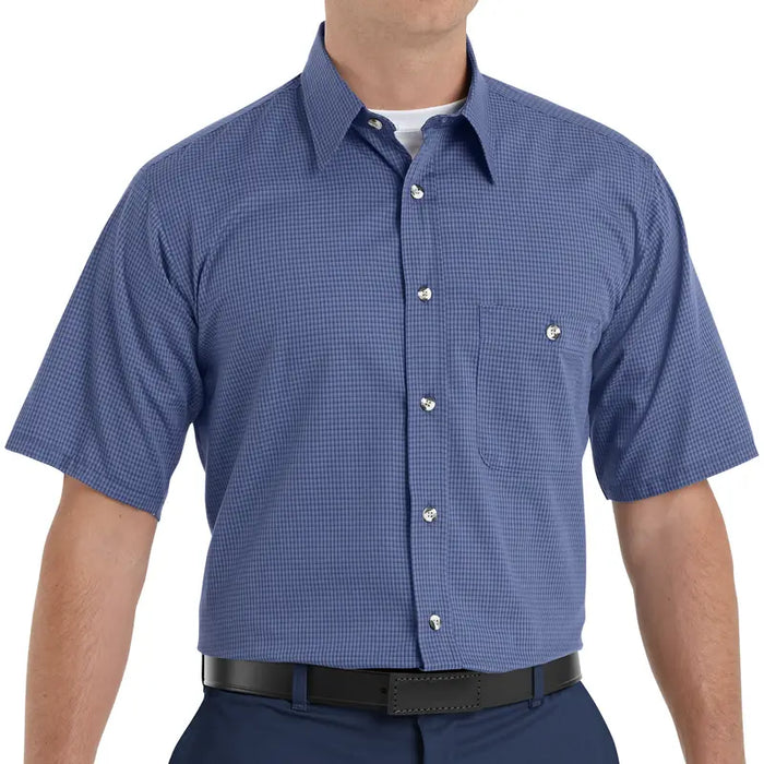 Red Kap® Men's Short Sleeve Mini-Plaid Uniform Shirt - Wrinkle Resistant - SP84