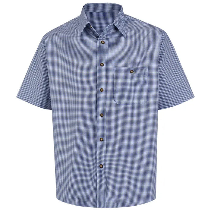 Red Kap® Men's Short Sleeve Mini-Plaid Uniform Shirt - Wrinkle Resistant - SP84
