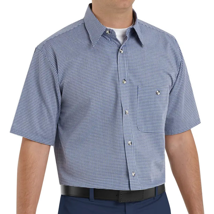 Red Kap® Men's Short Sleeve Mini-Plaid Uniform Shirt - Wrinkle Resistant - SP84
