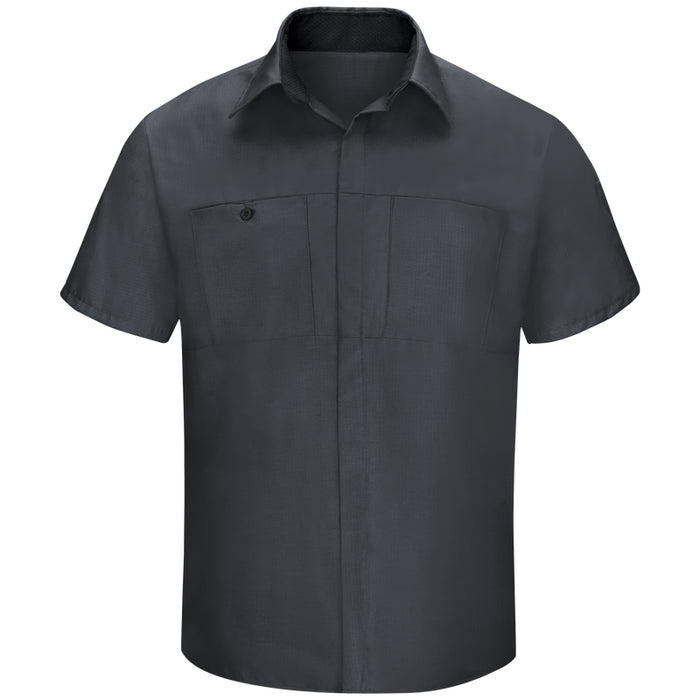 Red Kap® Men's Short Sleeve Performance Plus Shirt - Oilblok Technology - Charcoal / Black Mesh - SY42