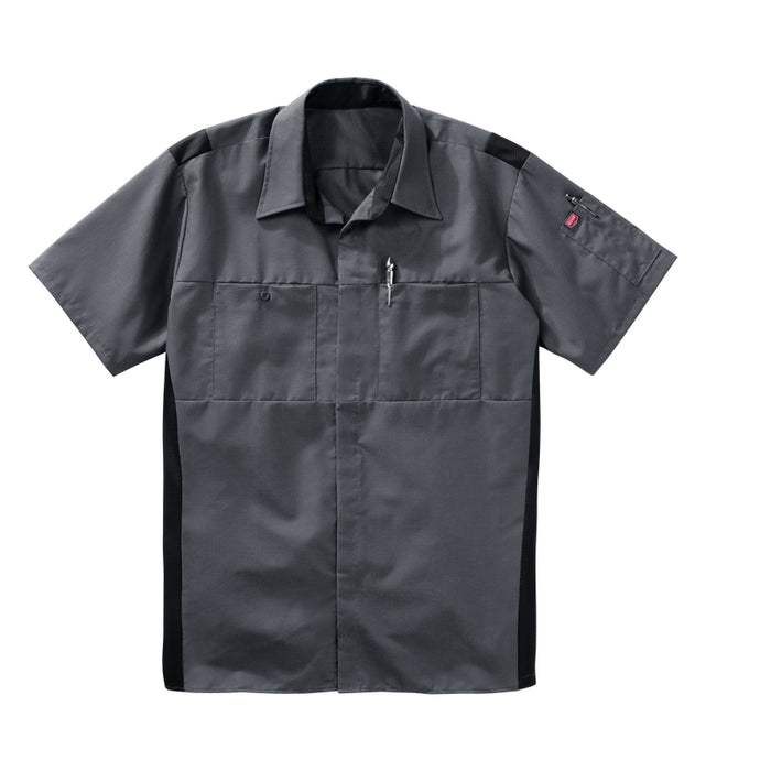Red Kap® Men's Short Sleeve Performance Plus Shirt - Oilblok Technology - Charcoal / Black Mesh - SY42